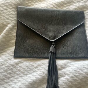 Dark grey Italian leather clutch , never used